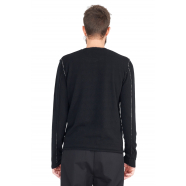 Pull fin col rond Noir coutures inversées blanc laine Isabel Benenato Homme UK84F23 01 Strasbourg Boutique Online Mode 