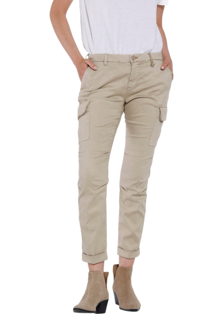 Pantalon cargo taille haute sable femme