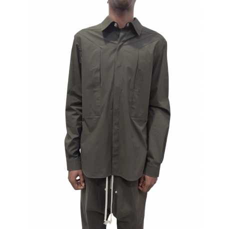 Chemise Popeline vert Pression Poches et Laniere arriere Fogpocket Rick Owens Homme RU02D6237 P 7 Boutique Strasbourg 