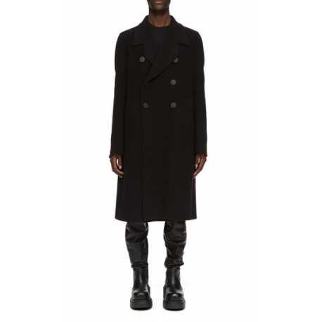 Manteau Croisé Laine noir Officer Coat Rick Owens Homme RU02D6982 WSF 09 boutique Strasbourg online avant garde men