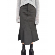 Jupe longue denim Godet Skirt noir Rick Owens Femme RP02D 3349 SMT 09 Boutique Strasbourg France Skirt woman online