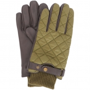 Gants nylon cuir Singsby vert brun MGL0135 OL11 Barbour Homme