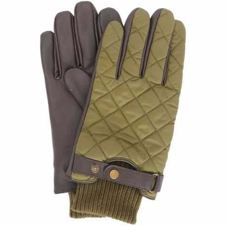 Gants nylon cuir Singsby vert brun MGL0135 OL11