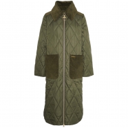 Manteau long Matelassé Olive grand col & Poches velours Malton LQU1760 OL71