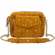 Sac Charly cuir suède Ambre miel Clouté Doré 3537 Claris Virot Femme Strasbourg Boutique online bag woman fashion