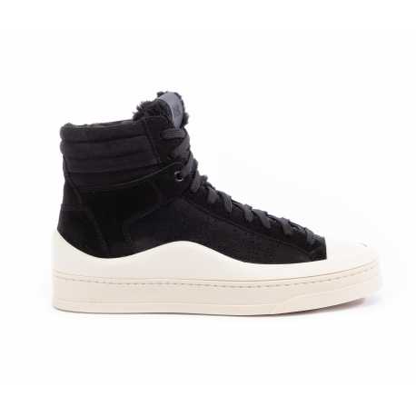 Sneakers montante cuir suède Noir semelle Blanche couvrante P448 Homme RAILR-M001 blk-bigio Boutique Strasbourg Online