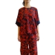 Top navy Brodé fleurs orange manche courte anneaux Godetia Poppy Field Essentiel Antwerp Femme G1PO Boutique Strasbourg 