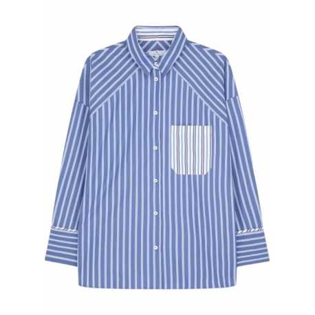 Chemise coton oversize Rayée Bleu Blanc poche W2R 357B N31240 44 Paul Smith Femme Boutique Strasbourg online shirt woman