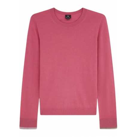 Pull mérinos col rond rose Rayures poignets W2R 401N N31198 54 Paul Smith Femme