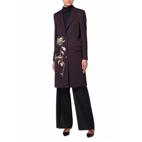 Manteau droit Prune Broderie fleurs sable W1R 271CA N02492 59 Paul Smith Femme Boutique Strasbourg vêtement coat woman