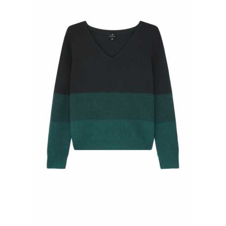 Pull vert col v rayé dégradé W2R 432N N31247 39 Paul Smith Femme e Boutique Strabourg france online