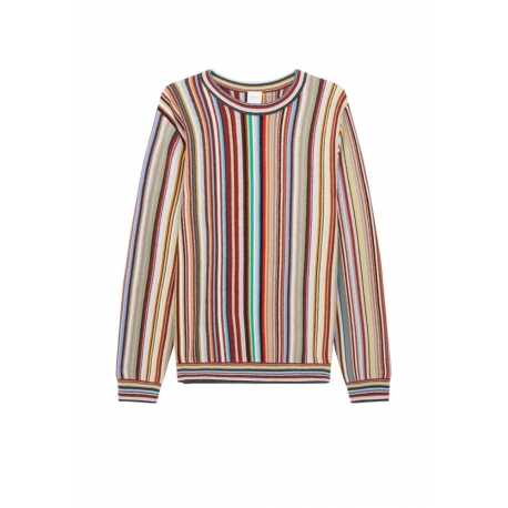 Pull bayadère verticale col rond cachemire M1R 904Y N02502 92 Paul Smith Homme Boutique Strasbourg vêtement mode fashion