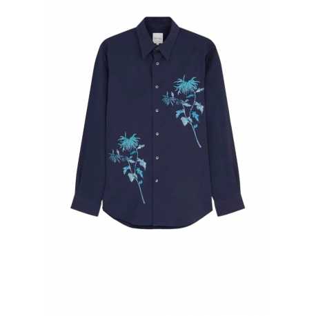 Chemise Navy Fleurs Brodées Vert M1R 700YE N02484 47 Paul Smith Homme Boutique Strasbourg Online Mode Vêtements