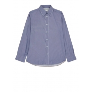 Chemise rayée bleu brun bords effilochés M1R 162Z N02483 40 Paul Smith Homme Boutique Strasbourg vêtement online man shirt