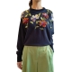 Sweat Bleu nuit Fleurs sequins Graaf Old Navy G3ON Essentiel Antwerp Femme boutique Strasbourg france shopping alsace 