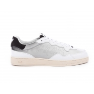 Sneakers bord cuir blanc tissus laminé noir gris VERT-M042 white-lenticular P448 Homme Concept Store Strasbourg Baskets