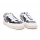 Sneakers bord cuir blanc tissus laminé noir gris VERT-M042 white-lenticular P448 Homme Concept Store Strasbourg Baskets