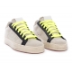 Sneakers suède mastic oeillets cuir noir lacets jaune spoiler fin léopard JACK P448 Femme Concept Store Boutique Strasbourg 