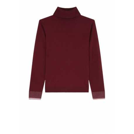 Pull col roulé Bordeaux rayures poignets W2R 420N N31241 28 Paul Smith Femme