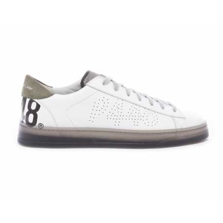 Sneakers cuir blanc semelle noire transparente spoiler suède kaki JACKC-M130 GRY P448 Homme Strasbourg Boutique Shop on Line 