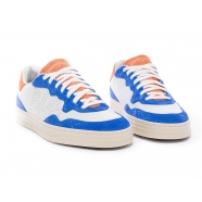 Sneakers cuir Blanc suède Bleu roi spoiler languette Orange BALI-M969 whi-bluspr P448 Homme Strasbourg Boutique Shop on Line 