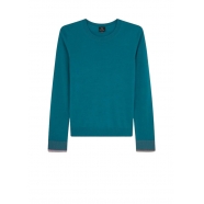 Pull mérinos col rond vert Rayures poignets W2R 401N N31198 46 Paul Smith Femme