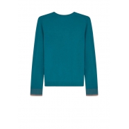 Pull mérinos col rond vert Rayures poignets W2R 401N N31198 46 Paul Smith Femme