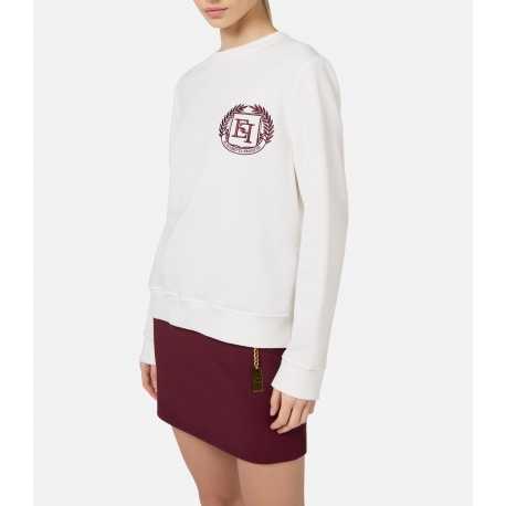 Sweat col rond ivoire Ecusson poitrine Bordeaux Elisabetta Franchi Femme MD004 360 Strasbourg Shop onLine Boutique 