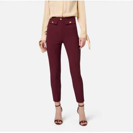 Pantalon slim Bordeaux poches rabats ceinture Elisabetta Franchi Femme PA024 CG3 Strasbourg Shop Concept Store Woman