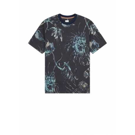 T-shirt navy Print Fleurs turquoise M1R 919T NP4729 49