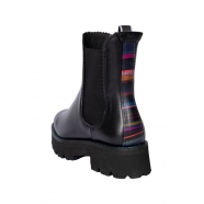 Boots cuir noir rayé tige arrière Semelle légère souple Khyber W1S KHY01 NLEA 79 Paul Smith Femme Boutique Strasbourg