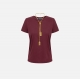 T-shirt Bordeaux Chaine gold Plaques Elisabetta Franchi Femme MA009 CG3 Boutique Strasbourg Shop on line Woman