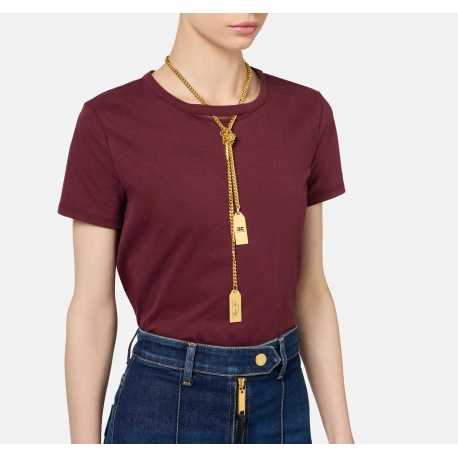 T-shirt Bordeaux Chaine gold Plaques Elisabetta Franchi Femme MA009 CG3 Boutique Strasbourg Shop on line Woman