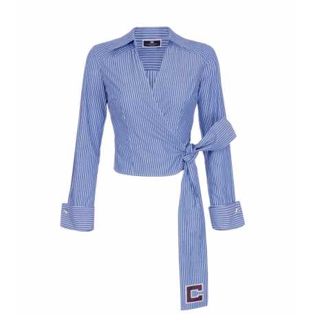 Chemise Cache Cœur Rayé bleu blanc Elisabetta Franchi Femme CAS74 CL7 Alsace Shop On Line Algorithme La Loggia