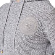 Pull hoodies Gris Perle Chiné Ecusson poitrine logo Elisabetta Franchi Femme MK83S CP6