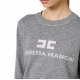 Pull gris chiné laine cachemire Logo écru col rond Elisabetta Franchi Femme MK64S G41