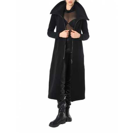 Manteau long zippé Noir laine Vierge LW798 La Haine Inside Us Femme boutique strasbourg france alsace vêtements shop 