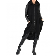 Manteau long manches cuir noir grandes poches LW799 La Haine Inside Us Femme boutique strasbourg france alsace vêtements