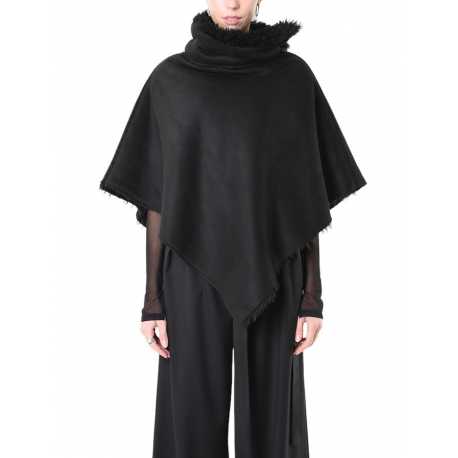 Poncho noir éco fourrure réversible LW862 La Haine Inside Us Femme boutique tendance strasbourg france alsace shop 