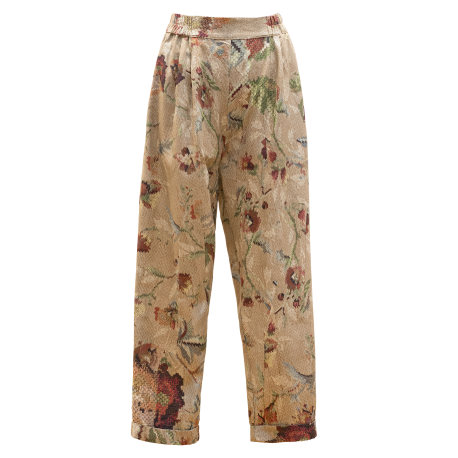 Pantalon Fleurs beige vert choco Alma Floral Mes Demoiselles Paris Femme Boutique Strasbourg Mode Concept Store Fashion