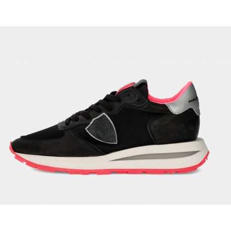 Baskets Tropez haute noir fucsia Philippe Model Femme TKLD WNV6 Boutique Strasbourg France Online Sneaker woman