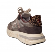 Baskets Cassie mesh irrisé taupe Spoiler leopard Logo brodé Rose Premiata Femme 7003 Concept Store Shop on Line Strasbourg