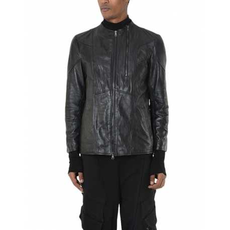 Blouson Biker Cuir double zip Noir LM257 La Haine Inside Us Homme Alsace Strasbourg Boutique Online