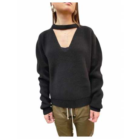 Pull v bande col Noir Eclipse Rick Owens Femme RP02D 3646 KWV 09 Alsace Strasbourg Boutique Online woman algorithmelaloggia