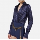 Chemisier body Soie Navy rayé crème logo Elisabetta Franchi Femme CB001 CL4 Alsace Concept Store On Line Boutique