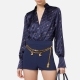 Chemisier body Soie Navy rayé crème logo Elisabetta Franchi Femme CB001 CL4 Alsace Concept Store On Line Boutique