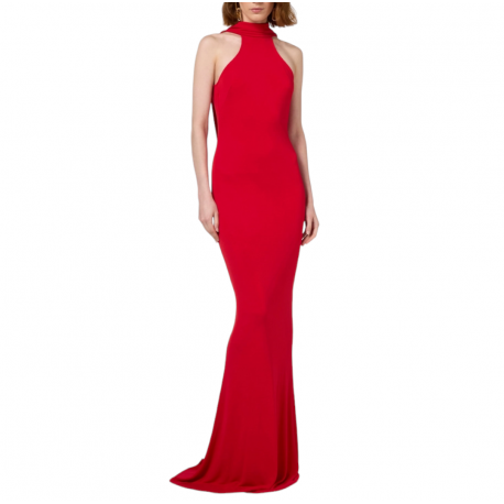 Robe longue jersey Rouge dos nu bijoux AB71647E2