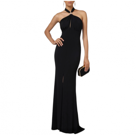 Robe longue tour de cou Dos nu Noire Elisabetta Franchi Femme AB71747E2 boutique strasbourg france shopping alsace hiver