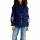 Veste sans manche Maille navy gros boutons Geologic Evening Blue EB29 Essentiel Antwerp Femme boutique strasbourg france