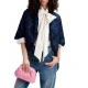 Veste courte jaquard relief Navy Genuine Evening Blue EB29 Essentiel Antwerp Femme boutique tendance strasbourg france 